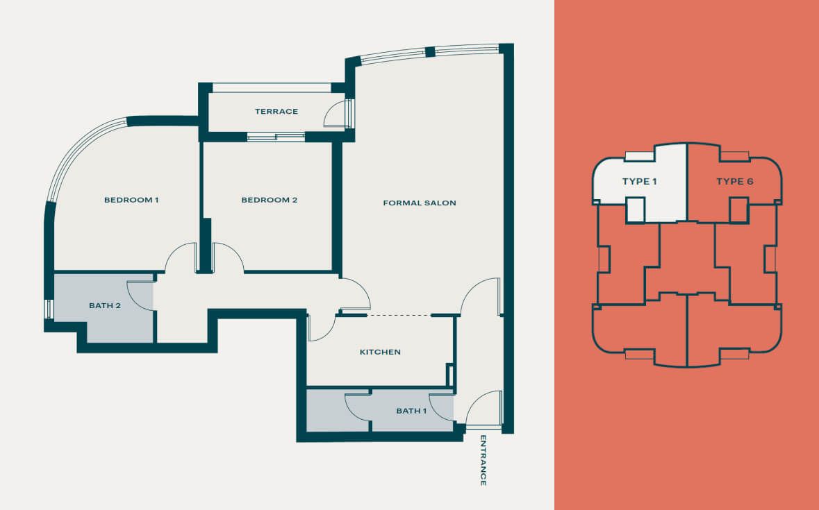 2 Bedroom - Apartment Type 1 & 6