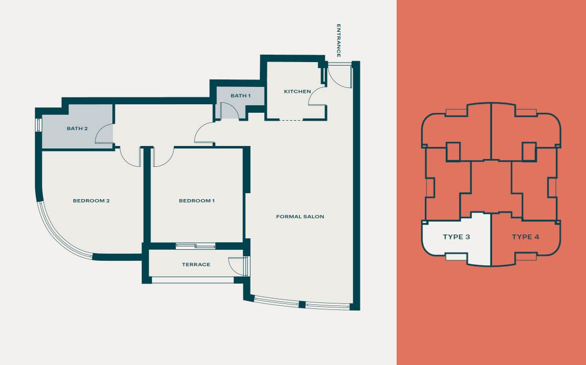 2 Bedroom - Apartment Type 3 & 4